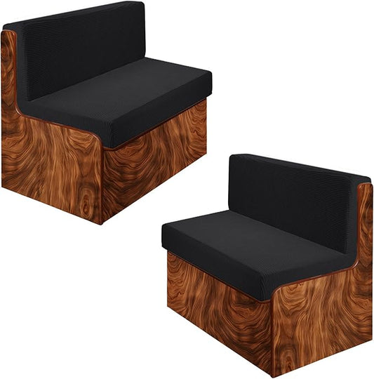 Rv Dinette Cushion Covers,Jacquard Stretchable Camper Cushion Cover,RV Cushion Slipcover,Rv Couch Cover Replacement for RV Camper Car Bench,2 Backrest Covers and 2 Bench Covers (Checkered,Black)