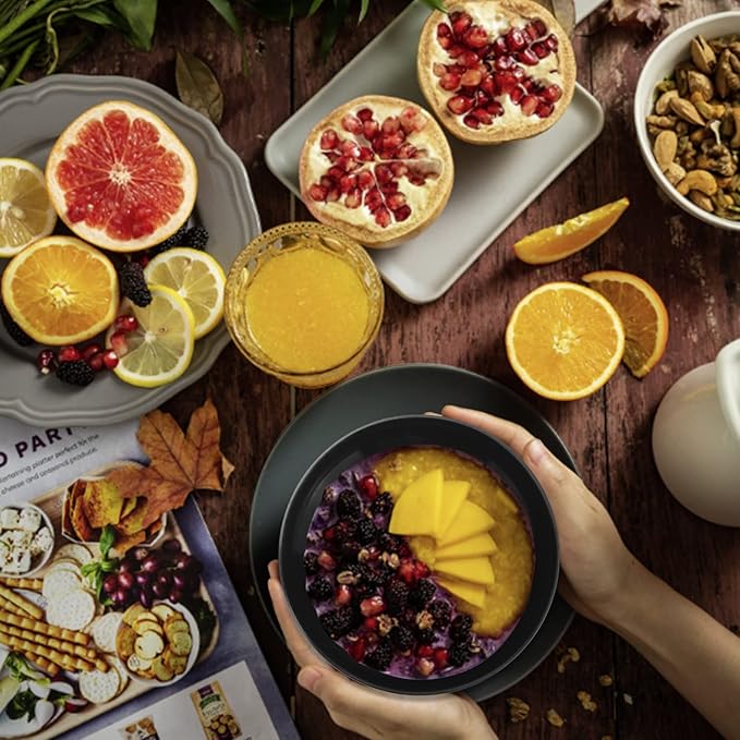 Wheat Straw Bowl Sets,6 PCS Unbreakable Big Cereal Bowl 50 OZ,Microwave and Dishwasher Safe Bowls,Alternative Plasic Bowl Reusable for Serving Soup,Oatmeal and Salad (Black)