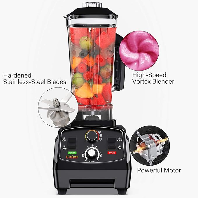 Professional Countertop Blender with 2200-Watt Base, Shakes and Smoothies Blender,Built-in Timer,High Power with 2L Jar