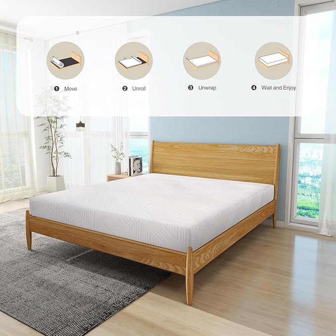 6 Inch Queen Size Mattress, Gel Memory Foam Mattress Queen Mattresses Medium Firm Mattresses for Pressure Relief,Mattress in a Box,CertiPUR-US Certified