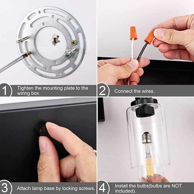 MELUCEE 40 Inches Length 5-Light Bathroom Vanity Light Fixtures Black Industrial Wall Sconce Lighting with Clear Glass Shade for Living Room Bedroom Hallway Kitchen (Patent No.: US D963914 S)