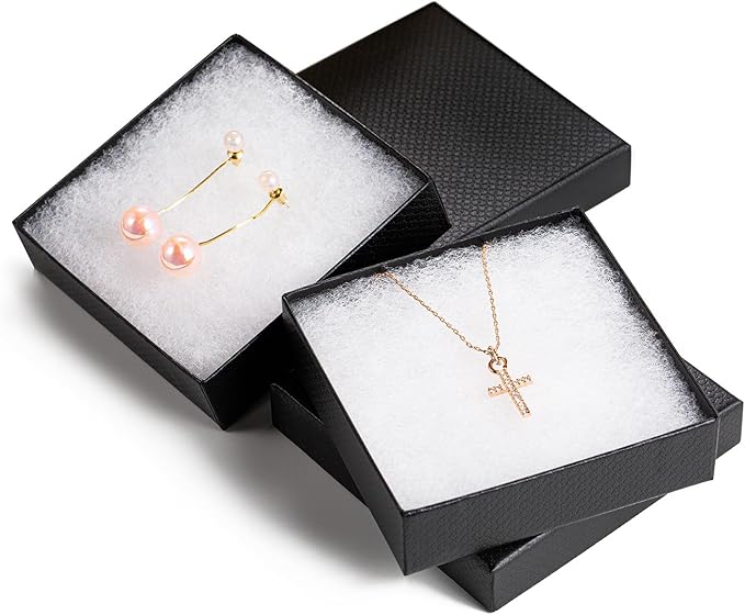 GEFTOL Jewelry Gift Boxes 96 Pack 3.5x3.5x1 Inch Cardboard Jewelry Boxes,Small Gift Boxes for Jewelry Earrings Necklaces Handmade Bangles Bracelets(Black)