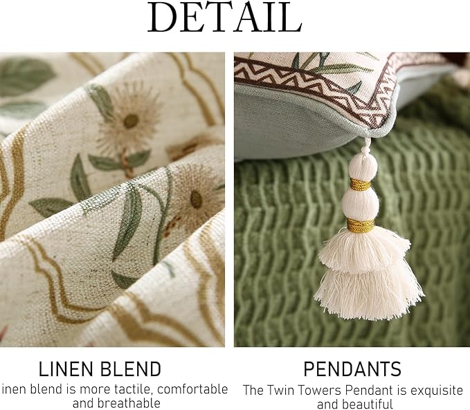 Design Linen Throw Pillow Covers 12"x20" Pack of 2, Lumbar Farmhouse Cushion Covers with Yellow Purple Watercolor Wildflower Pattern Decor Pillowcases for Bed,Living Room,Outdoor,Car