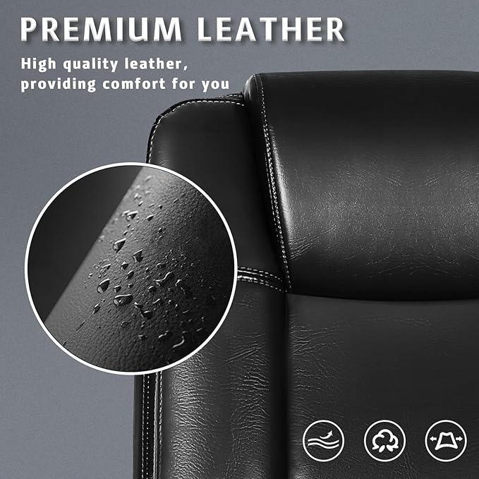 LEMBERI Flip-up Arms Office Desk Chair Big and Tall Managerial Executive Chair, High Back Computer Chair Ergonomic Adjustable Height PU Leather Chairs with Armrest for Long Time Sitting