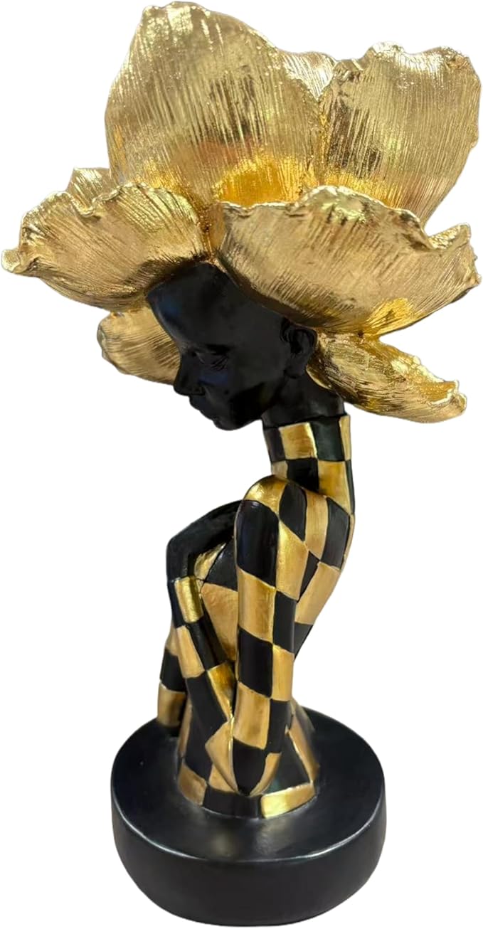 African Statues for Home Decor, Sculptures Decorations for Living Room, 11'' African Lady Art Bust Figurines, Black Modern Aesthetic Ornament for Shelf and Tables, Décor Accents Gifts for Women