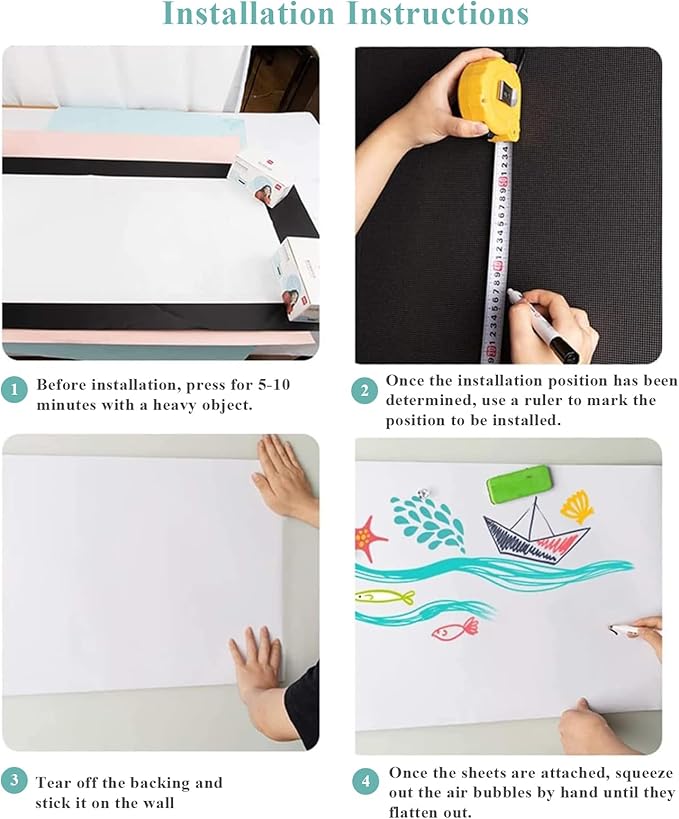 Magnetic Dry Erase Whiteboard Paper, 47" x 60" Self Adhesive Whiteboard for Wall, Easy to Write and Clean Dry Erase Board for Kids, Office, Home, with Marker, Magnetic Eraser and Magnets