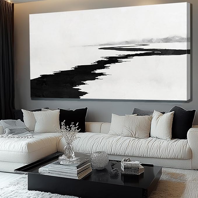 Simple Decorative Pictures Modern Home Decor 58x29 Abstract Wall Art for Living Room Kitchen Artwork Black Photo Prints