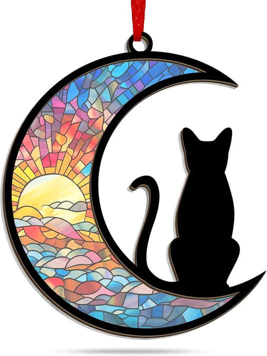 Christmas Ornaments Gifts for Cat Lovers - Double-Layered Christmas Ornament for Tree Decorations - Black Cat Lover Gifts for Women Men Friend, Xmas Birthday Gift for Pet Lovers Memorial Decor