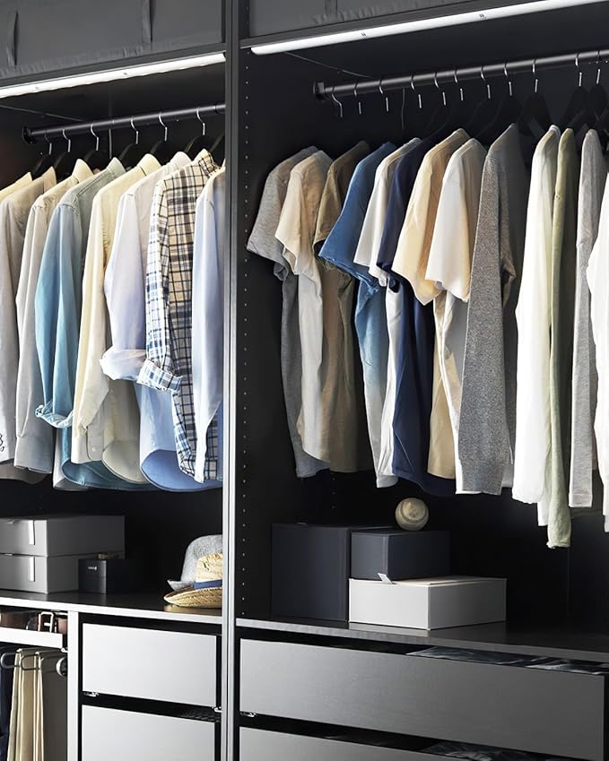 Closet Rods for Hanging Clothes, 17 to 28 Inches Stepless Adjustable Metal Closet Rod, 1.3 Inches Heavy Duty Clothes Hanging Rod for Closet Wardrobes Laundry RV