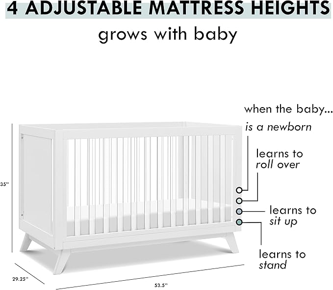 DaVinci Otto 3-in-1 Convertible Crib in White with Acrylic Slats, Greenguard Gold Certified