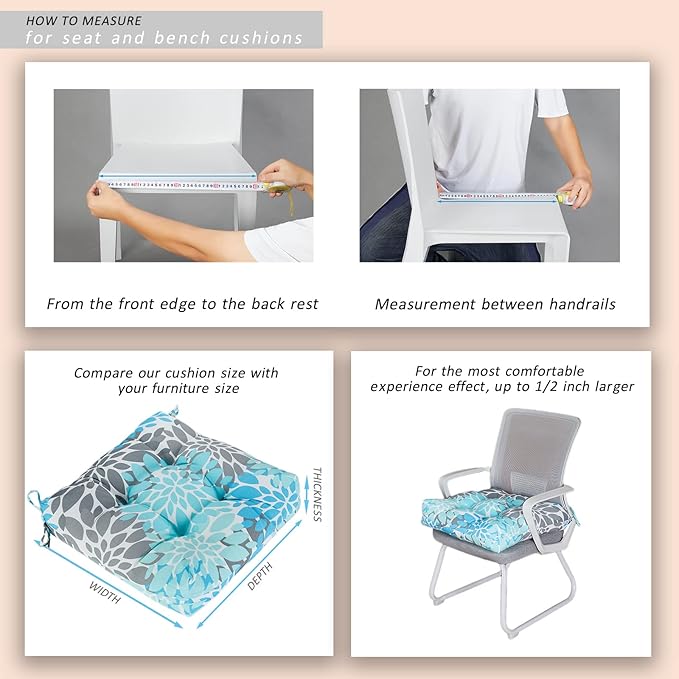 JMGBird Outdoor Chair Cushions, Pack of 2 Patio Seat/Back Cushions 19" x 19" with Ties for Patio Furniture Chairs Home Garden Decoration