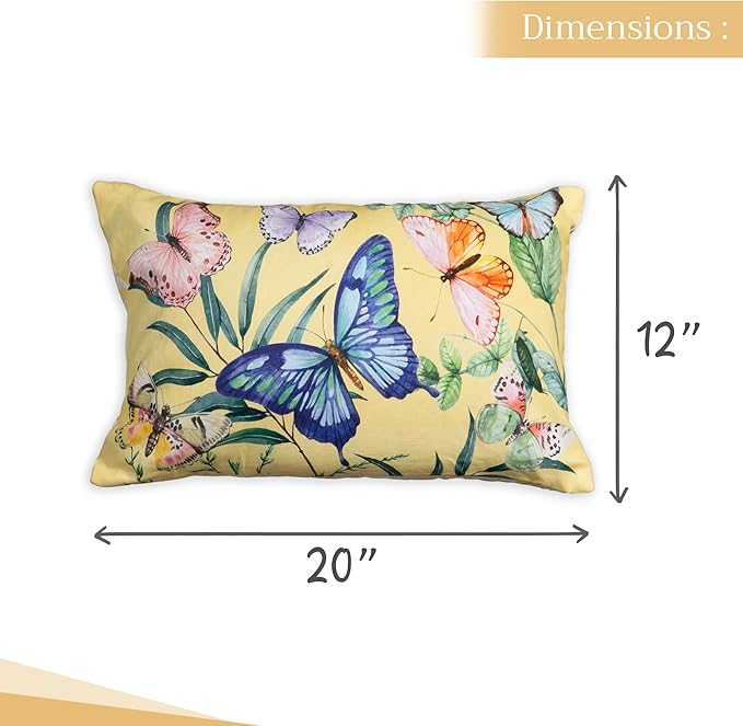 Maison d' Hermine Decorative Pillow Covers 12x20 Inch Rectangle 100% Cotton Throw Pillow Covers with Invisible Zipper for Living Room Couch, Chair, Sofas, Bedroom, Home (Hesperides - Papillon)