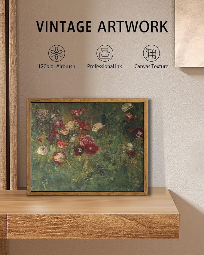 Rustic Autumn Fall Floral Pumpkin Wall Art Decor, Fall Floral Botanical Print for Thanksgiving Decorations, Autumn Wall Art Print for Farmhouse Living Room Bedroom Fall Decor, Ready to Hang