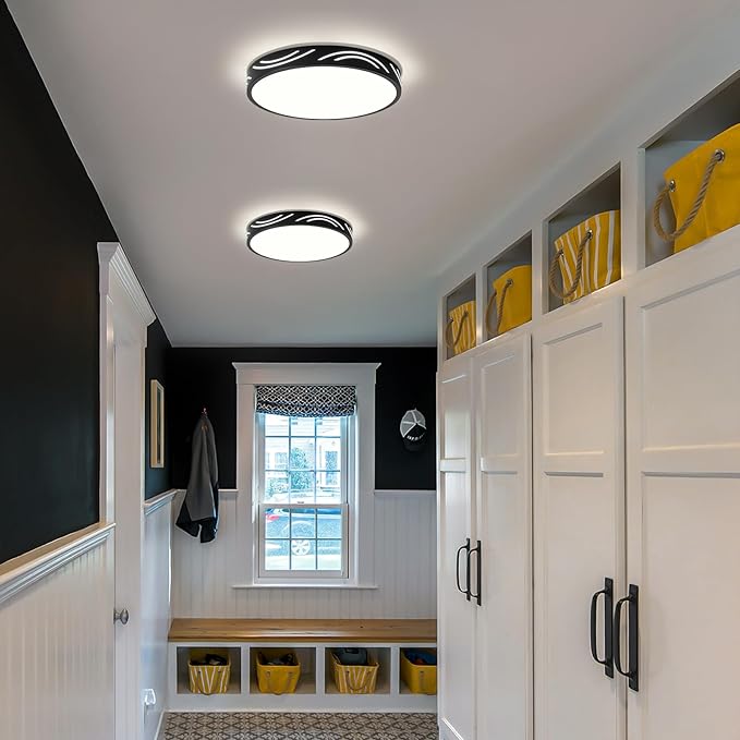 Modern Dimmable Ceiling Light Fixture,5CCT in One LED Flush Mount Kitchen Lights,Round Close to Ceiling Lamp for Hallway Entryway Bedroom Living Room Laundry Room Bathroom(Black,11.81 in,ETL Listed)