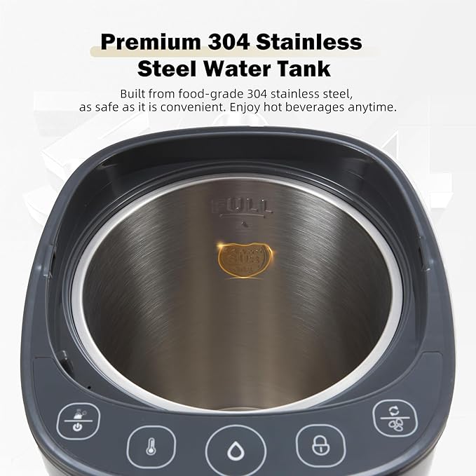 OCTAVO Water Boiler & Warmer 5 Liter, 304 Stainless Steel Water Tank, 700 Watt 6 Adjustable Water Temperature, LCD Touch Control Screen, Child Lock with Water Shortage Indicator