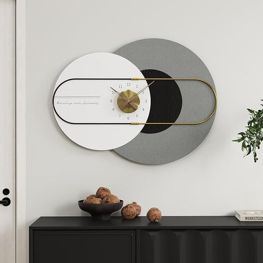 22x29 Inch Modern Abstract Modern Wall Clock – Silent Non-Ticking Decorative Battery Operated Clocks for Bedroom, Entryway, Home Office