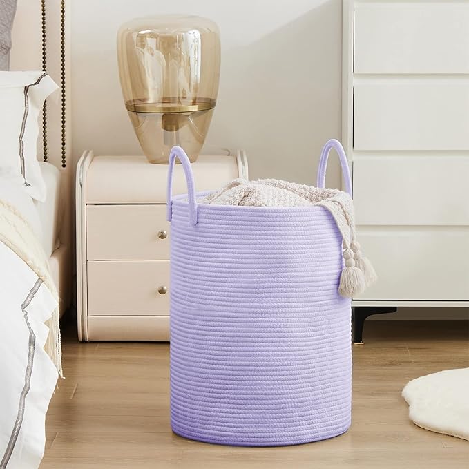 Laundry Hamper Basket, Woven 58L Tall Laundry Basket for Blanket Organizer- Clothes Hamper Baby Nursery Hamper for Blanket Storage in Bedroom