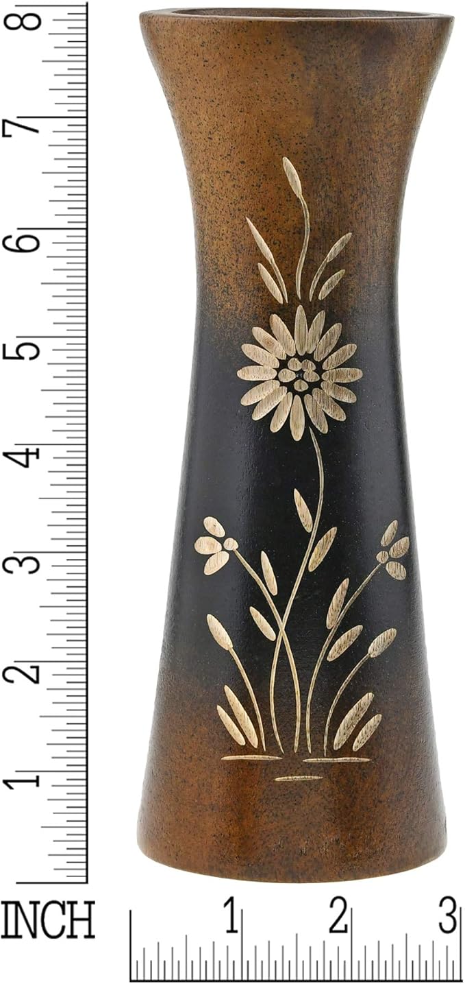 Aeravida Natural Flower Mango Tree Wood Flower Table Floor Vase, 8 inch | Modern Farmhouse Home Décor | Living Room Home Decoration