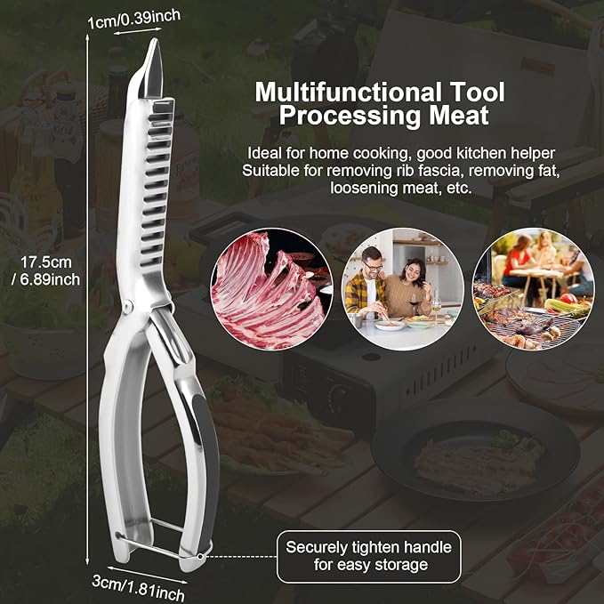 Rib Membrane Removal Tool, BBQ Rib Skinner, Stainless Steel Rib Membrane Remover Tool, Ergonomic Design for Effortless BBQ Rib Preparation, Dishwasher Safe Barbecue Accessories