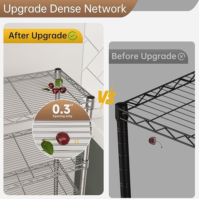 Small 5 tire Shelves Storage Wire Shelving Unit Metal Shelf Adjustable Organizers Storage Shelving for Bathroom Laundry Room Kitchen Pantry10”D x 16”W x 55”H Silver