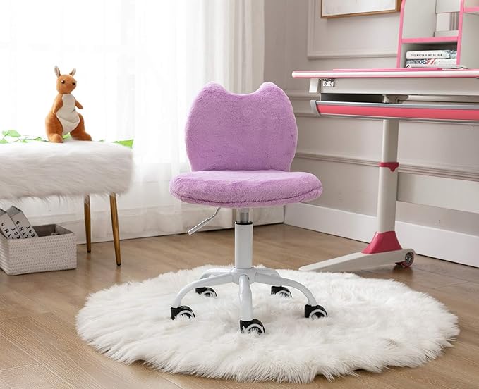 Swivel Kids Desk Chair Adjustable Rolling Student Chair Living Room Thick Padded Children Chair for Girls and Boys (Purple)
