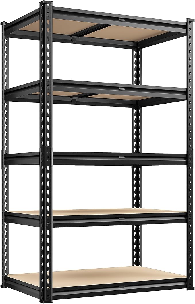 REIBII 2000LBS Storage Shelves 5 Tier Garage Shelving Heavy Duty Metal Shelving Adjustable Metal Shelf for Kitchen Pantry Basement 28" W x 13.8" D x 59.8" H