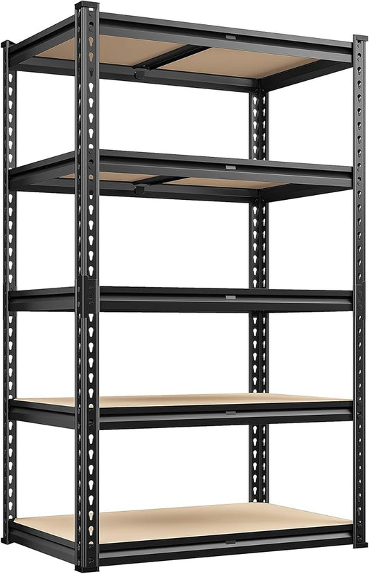 REIBII 2000LBS Storage Shelves 5 Tier Garage Shelving Heavy Duty Metal Shelving Adjustable Metal Shelf for Kitchen Pantry Basement 28" W x 13.8" D x 59.8" H