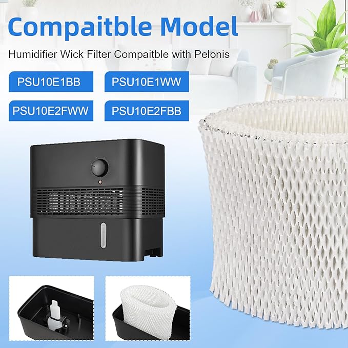 Humidifier Wick Filter PSU10E1BB, Humidifier Wicking Filter Compaitble with Pelonis Humidifier PSU10E1BB, PSU10E1WW, PSU10E2FWW and PSU10E2FBB, 2 Pcs