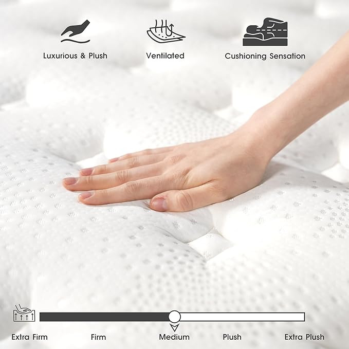 Full Mattress 10 Inch | Hybrid Mattresses Full Size in a Box | Medium Firm Memory Foam and Individual Pocket Springs | Fiberglass Free Bed Mattres | Breathable | CertiPUR-US