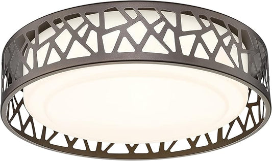 LED Flush Mount Ceiling Light, 14 Inch 20W Dimmable Round Deco Lighting Fixture Oil Rubbed Bronze Finished,1400 Lumens 3000K Warm White, ETL Listed for Kitchen, Hallway, Bedroom, Stairways