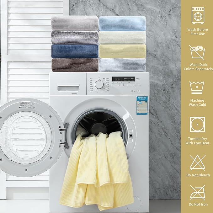 4 Piece Bath Towel Set 35"x70"Oversized Bath Towel for Bathroom Ultra Soft Fluffy Extra Large Bath Sheet Luxury Premium Bathroom Towel Highly Absorbent Quick Dry Shower Towel for Hotel Spa,Yellow