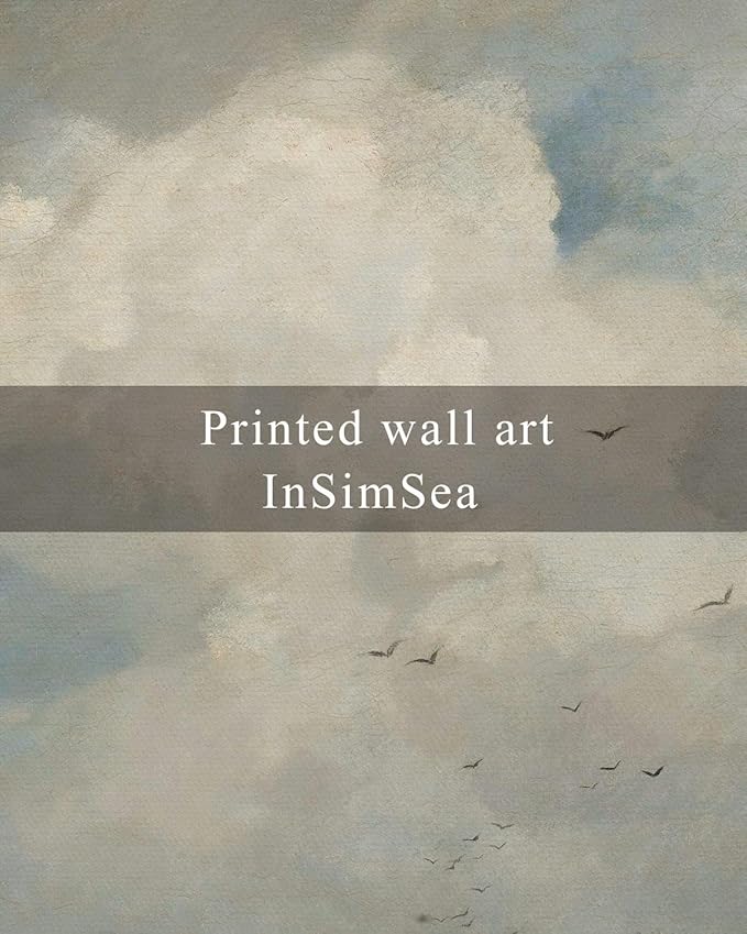 InSimSea Framed Canvas Wall Art Vintage Decor, Home Decor Classical Oil Paintings Sky Cloud Prints, Vintage Landscape Large Wall Art for Living Room Bedroom Bathroom Home Office Decor, 16"x24"