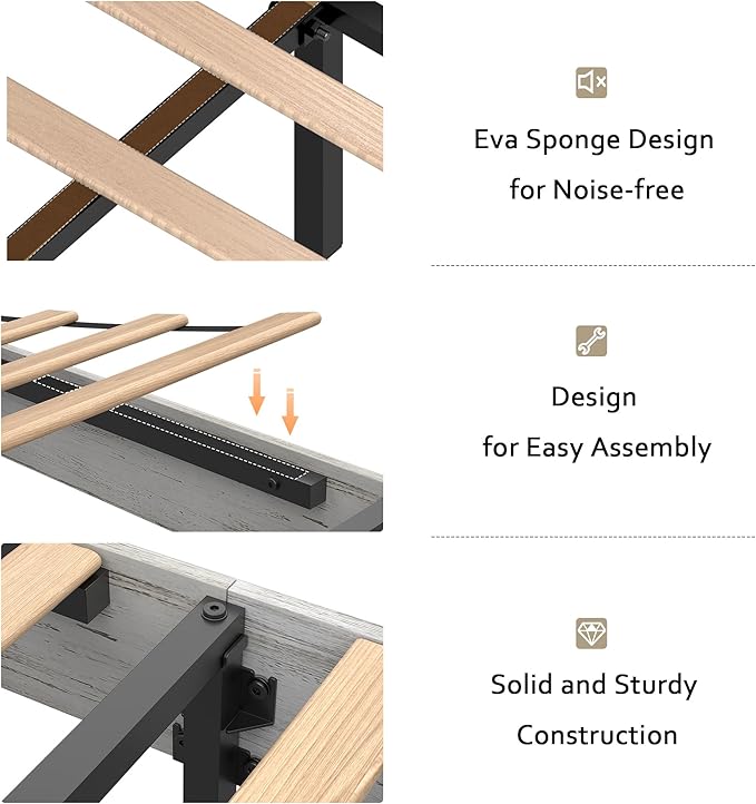 Wooden Bed Frame Full Size with Headboard & Sliding Barn Door Storage Footboard, Farmhouse Platform Bedframe with Charging Station, No Box Spring Needed, Boho White