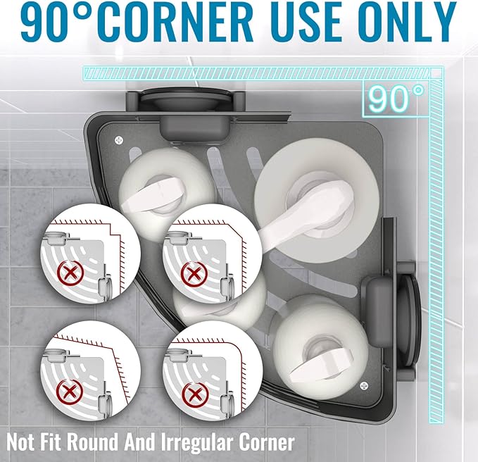 Onemake Corner Shower Caddy with Suction Cups, 2-Pack Removable Aluminum Wall Mounted Organizer Shelves Storage Rack with Towel Bar Portable Hook for Bathroom, Grey