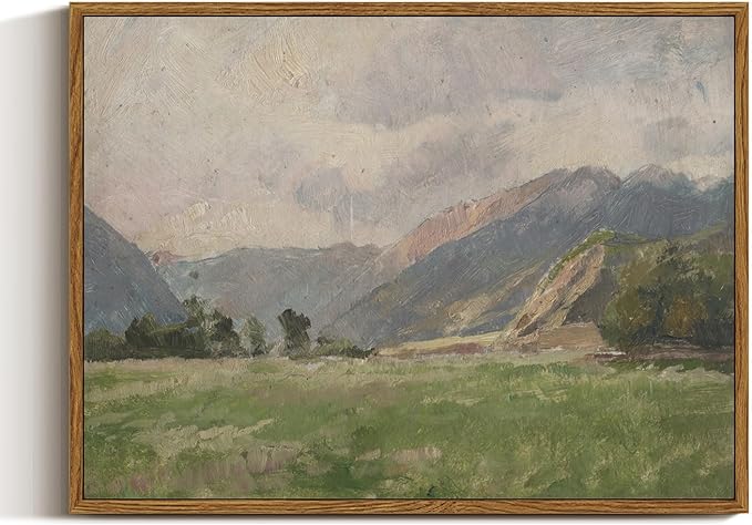 InSimSea Framed Canvas Wall Art Vintage Decor, Retro Landscape Canvas Wall Art, Wild Field Pictures for Bathroom Wall Decor, Wall Decorations for Living Room, Dining Room Decor, 12"x16"