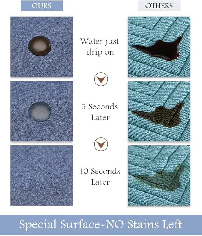 MontVoo-Bath Mat Rug Long Non Slip Super Absorbent Bathroom Runner Stain Resistant Quick Dry Thin Bathroom Mat Fit Under Door-17"x70",Navy