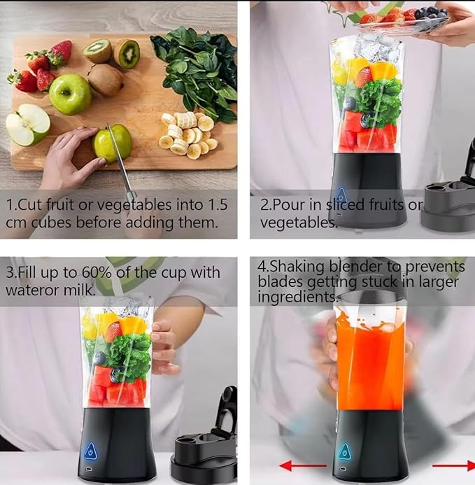 Portable Blender – Rechargeable Personal Smoothie Maker – 700ml, Black & white