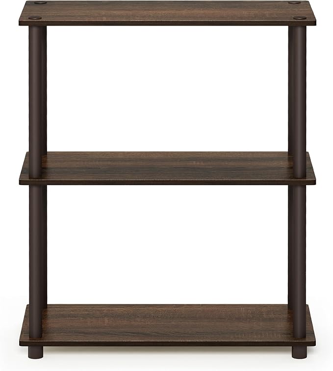 Furinno Turn-N-Tube 3-Tier Compact Multipurpose Shelf Display Rack, Walnut/Brown