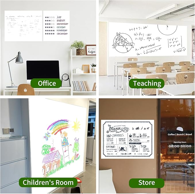 Magnetic Dry Erase Whiteboard Paper 50 x 18 Inch, Self Adhesive Magnetic Dry Erase White Board Sticker for Wall,Peel and Stick Magnetic Wallpaper with 50 Magnetic Letters