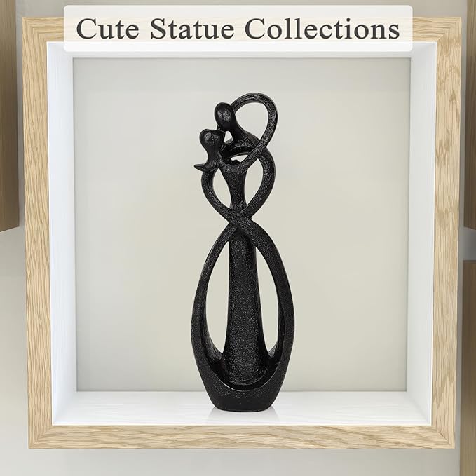 Trycooling Kissing Lovers Statue Abstract Sculpture Resin Statues for Home Decor Modern Home Office Desktop Shelf Bookshelf Decor (Black)