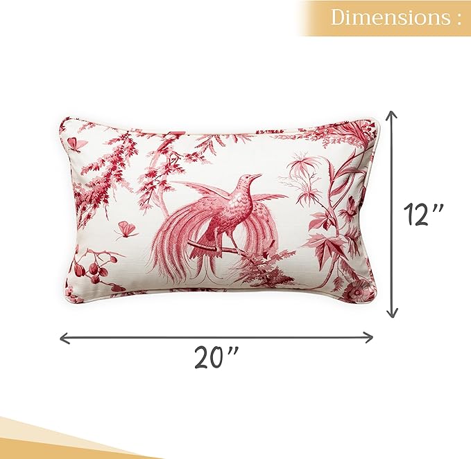 Maison d' Hermine Decorative Pillow Covers 12x20 Inch Rectangle 100% Cotton Throw Pillow Covers with Invisible Zipper for Living Room Couch, Chair, Sofas, Bedroom, Home (Paradise - Lacqer Red)