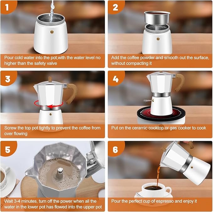 3 Cup Aluminum Espresso Stovetop Moka Pot Express Coffee Maker Percolator Italian Classic Mocha Coffee Machine for Italian and Cuban Cafe Brewing for Home & Camping 150ml 5oz