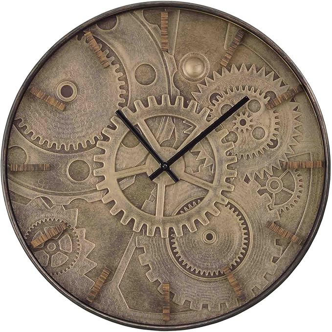 20 Inch Large Wall Clocks for Living Room Decor with Moving Gears,Silent Wall Clock Industrial Steampunk,Decorative Rustic Clocks for Farmhouse Home Battery Operated