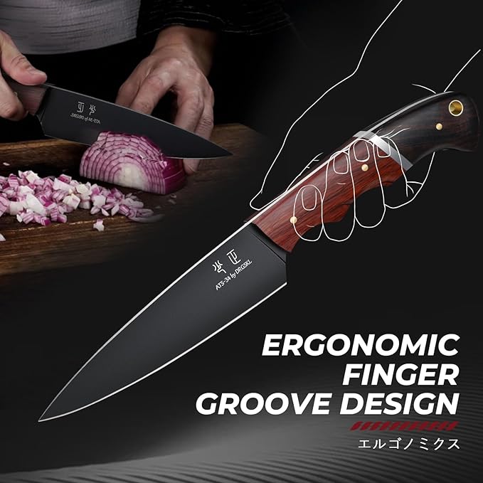 Kitchen Utility Knife From Japan - Small Chef Knife 5 Inch Forged from a Single Piece of High Carbon ATS-34 Steel, Full-Tang Paring Knife with Walnut Handle for Fruit and Vegetable, Ideal Gift
