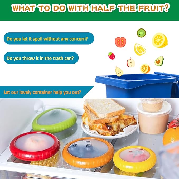 Avocado Saver and Tomato Holder - Set of 4 Reusable Storage Containers for Fridge - Ideal for Garlic, Onions, Lemons, and Potatoes