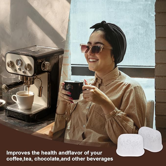 8 Pack Charcoal Water Filters Replacement for KitchenAid Espresso Machine KES6551 Series, Coffee Maker Accessories