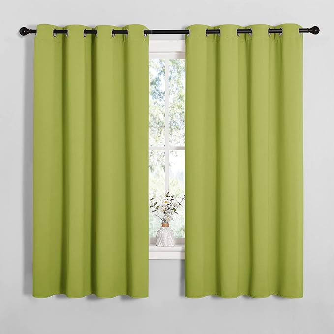 NICETOWN Blackout Curtain Panels for Loft Window, Thermal Insulated Solid Grommet Top Blackout Draperies/Drapes for Window (1 Pair, 55 x 68 inches in Fresh Green)