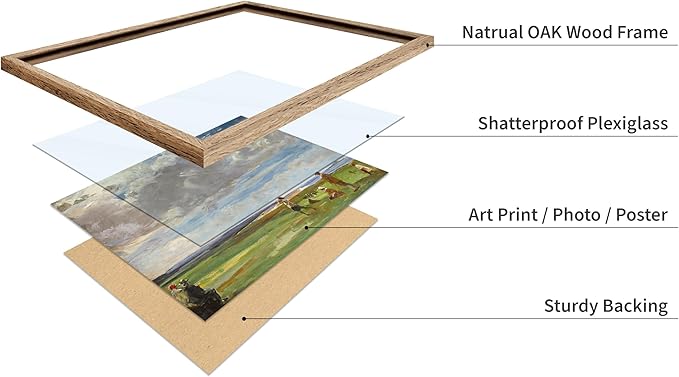 Poster Master Vintage Lady Astor Playing Golf at North Berwick Painting Poster - Retro Golf Course Print - Golf Art - Sports Art - Landscape Art - Office or Living Room Decor, 16x20 Beige Framed