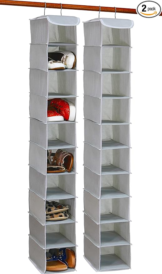 Simple Houseware 2 Pack 10 Shelves Hanging Organizer, Grey