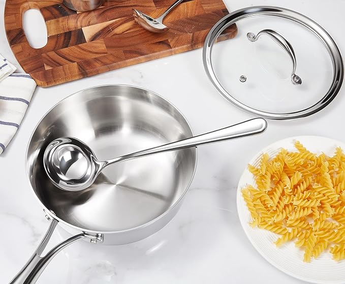 KEAWELL K3 Premium 2-Quart Tri-Ply Stainless Steel Saucepan with Lid, Induction & Oven Safe up to 600°F, Even Heating, Professional Cookware for All Stovetops (2-Qt)